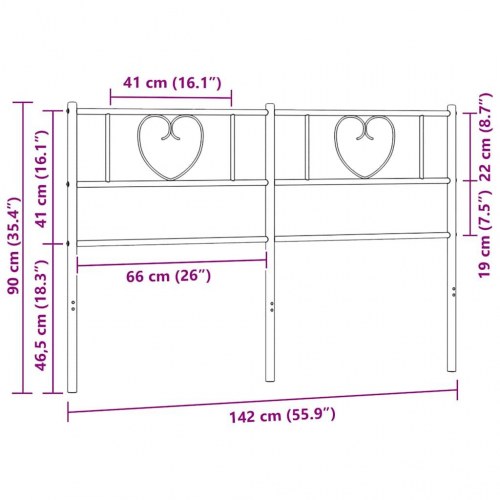 Sengegavl i metal 135 cm - sort, klassisk design