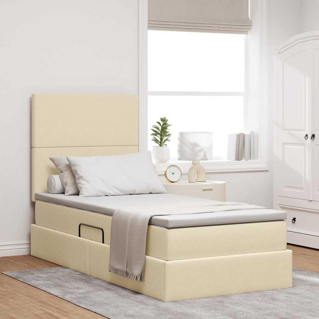 Seng Med Opbevaring Og Led Polyester - Creme / 90 x 190 cm / Med ensartet mønster