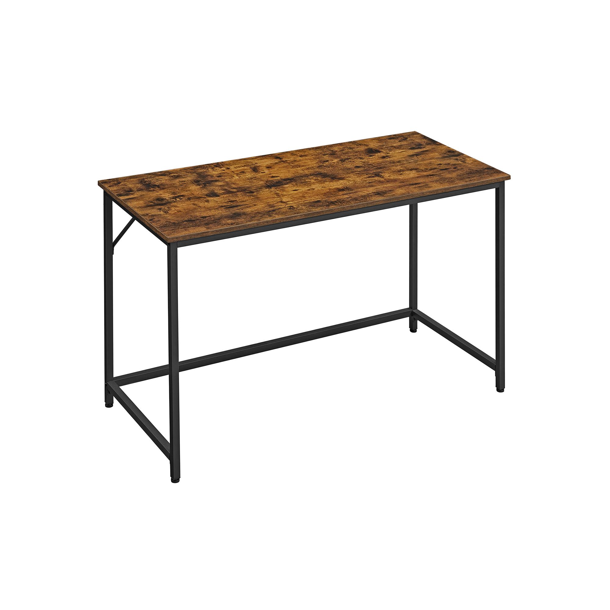 Skrivebord i industriel stil – 120 × 60 × 75 cm, rustik brun/sort stål, let montering