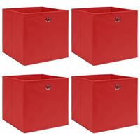 Opbevaringskasser 4 stk. 32x32x32 stof rød