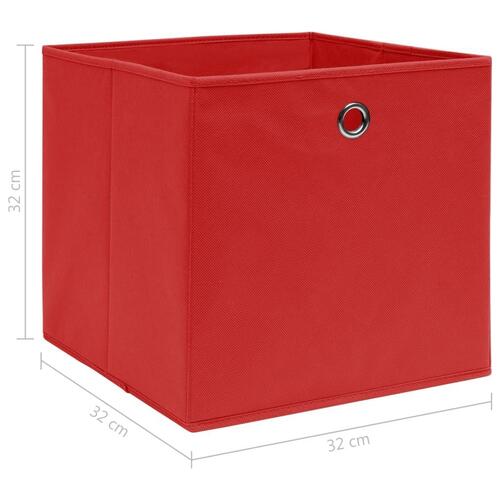 Opbevaringskasser 4 stk. 32x32x32 stof rød