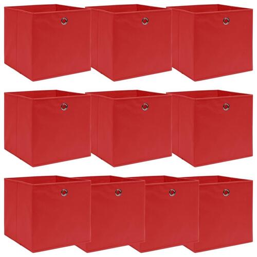 Opbevaringskasser 10 stk. 32x32x32 stof rød