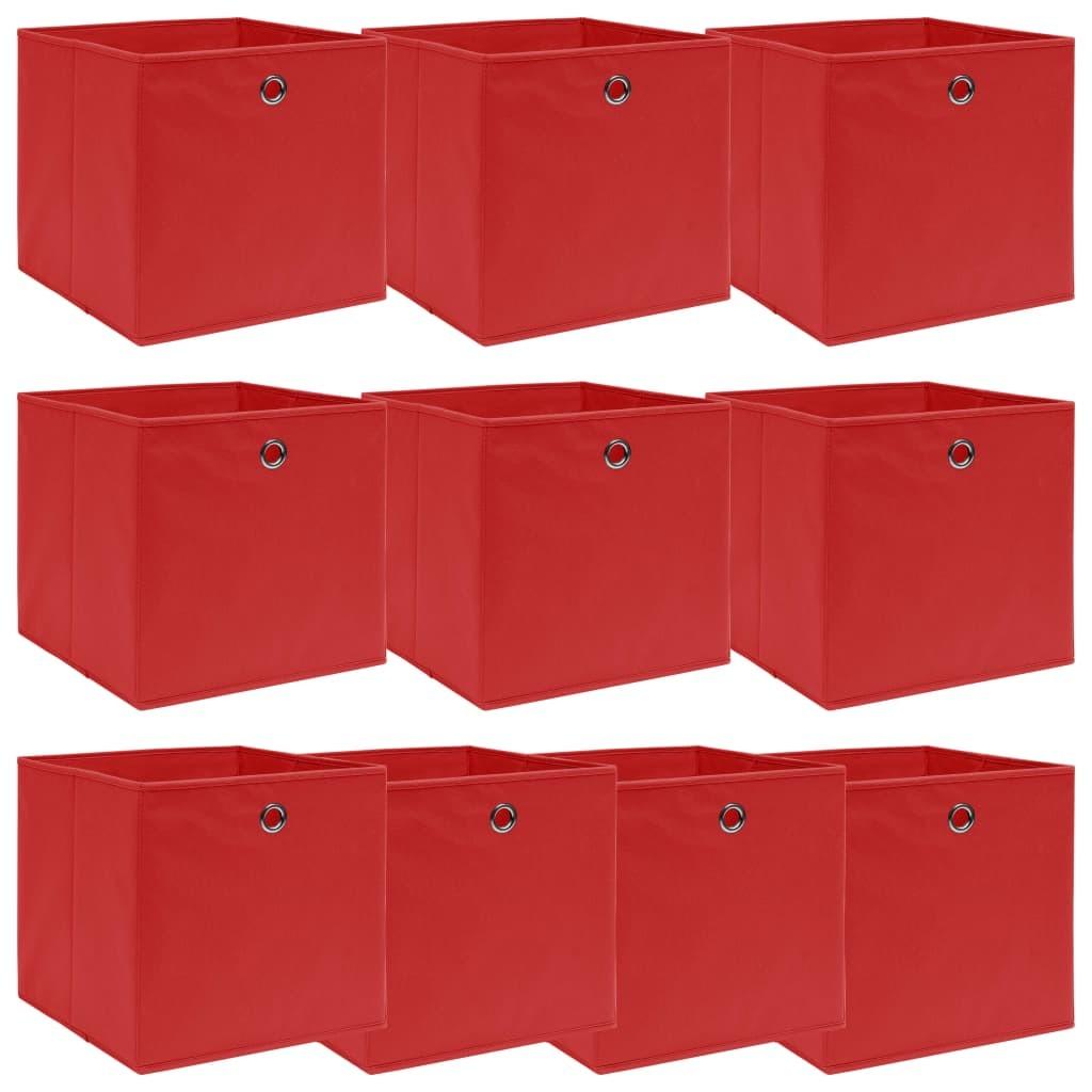 Opbevaringskasser 10 stk. 32x32x32 stof rød