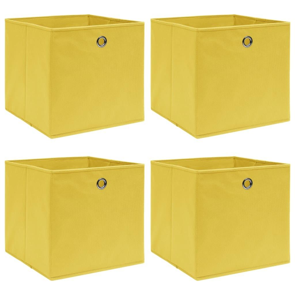 Opbevaringskasser 4 stk. 32x32x32 stof gul