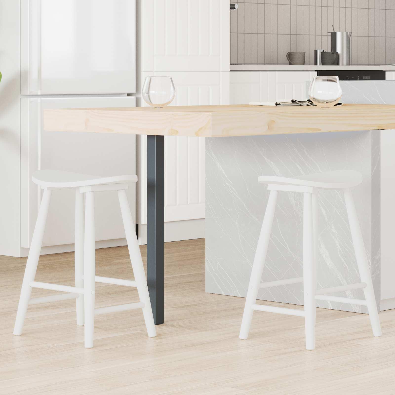 Spisestole 2 stk Hvid 46 x 37 x 63 cm Massiv Gummitræ