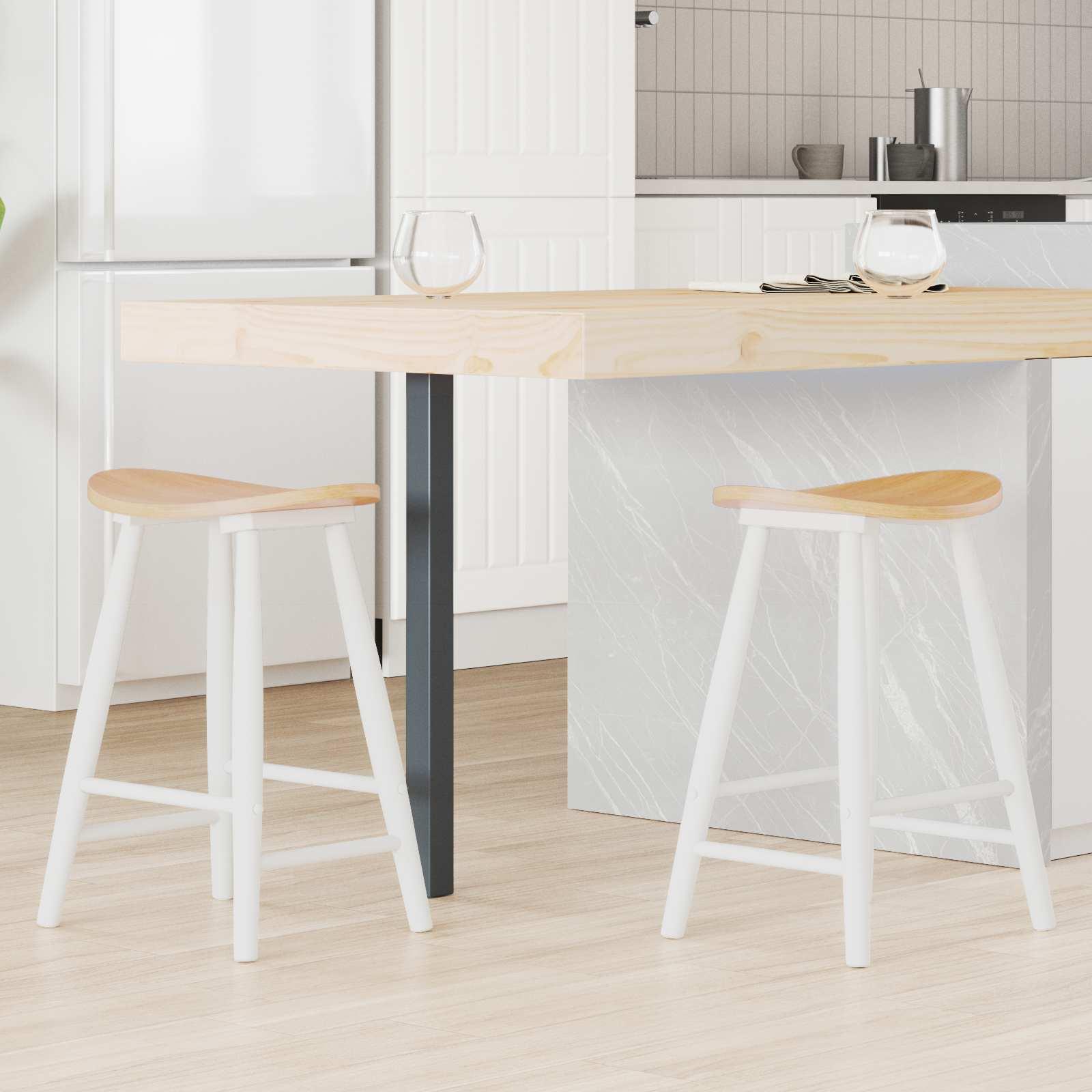 Spisestole 2 stk Hvid 46 x 37 x 63 cm Massiv Gummitræ