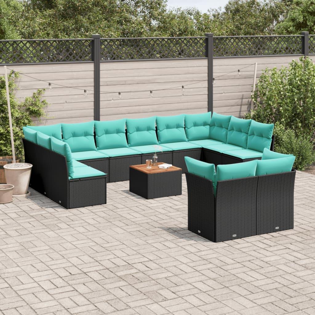 Sofasæt til haven 13 dele med hynder polyrattan sort
