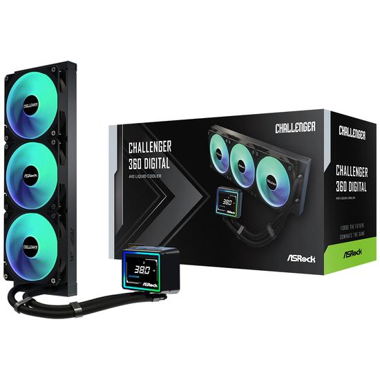 ASRock Challenger 360 Digital ARGB væskekøler - 120 mm, sort billede