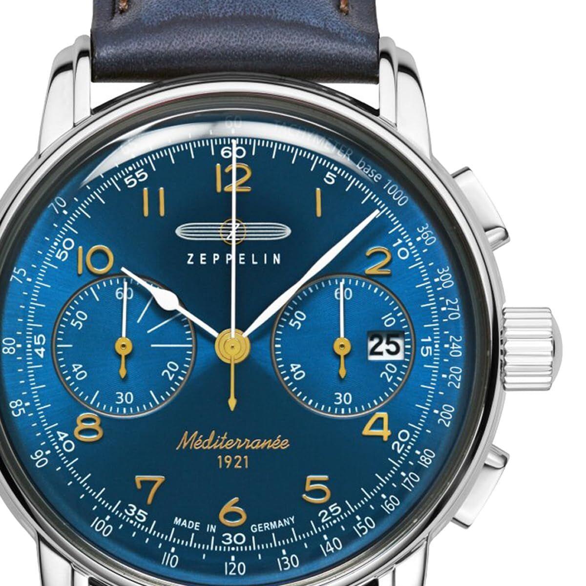 Zeppelin 9670-3 herreur - kronograf med blå skive
