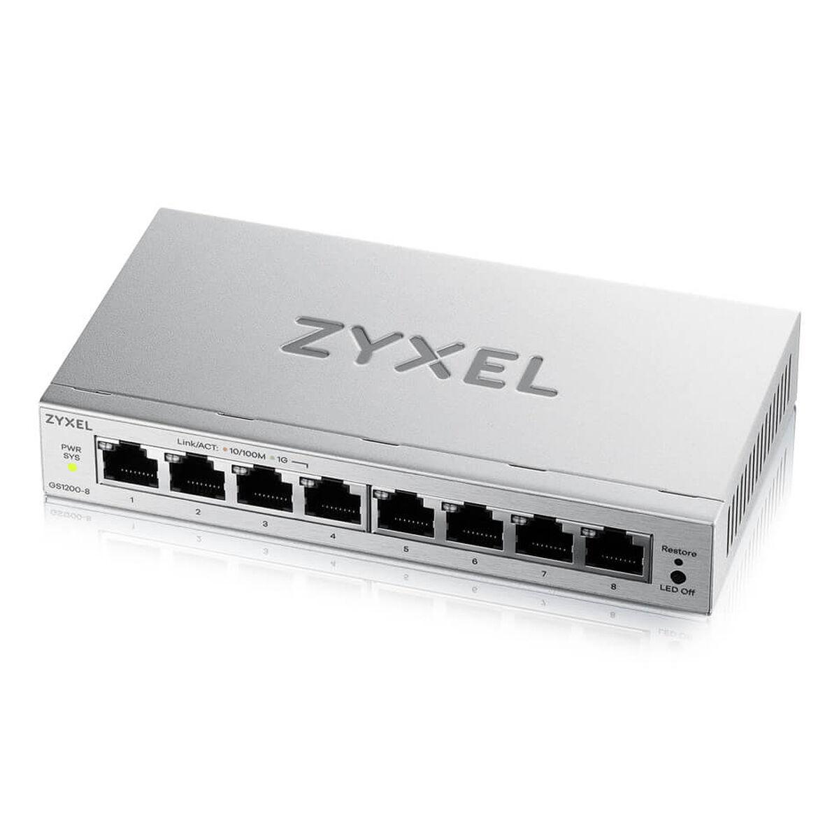 ZyXEL GS1200-8 - 8-ports Gigabit switch, metal, grå