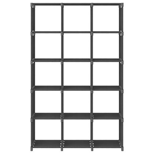Reol med 15 rum 103x30x175,5 cm stof grå