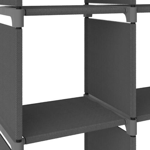 Reol med 15 rum 103x30x175,5 cm stof grå
