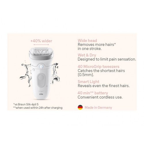 Braun Silk-épil 7 SE7-041 epilator – trådløs, sølv/hvid/grå