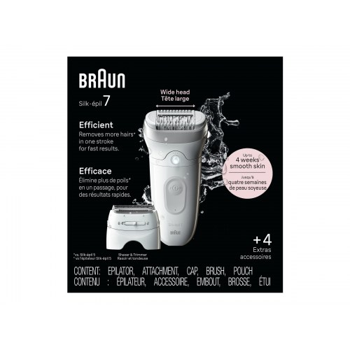 Braun Silk-épil 7 SE7-041 epilator – trådløs, sølv/hvid/grå