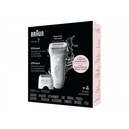 Braun Silk-épil 7 SE7-041 epilator – trådløs, sølv/hvid/grå