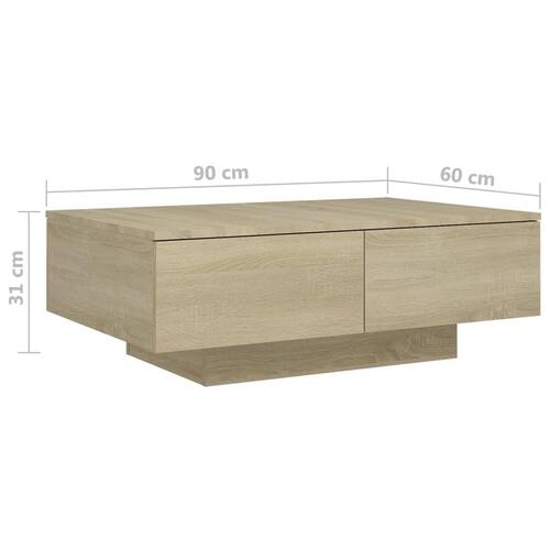 Sofabord 90x60x31 cm konstrueret træ sonoma-eg