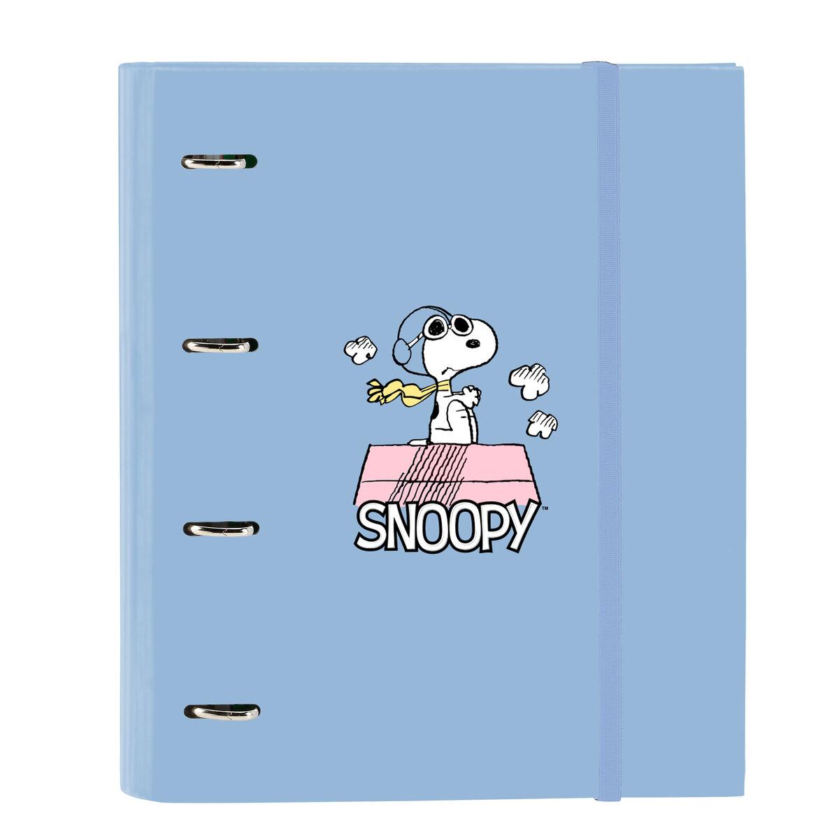 Snoopy ringbind - 27 × 32 × 3,5 cm, 4 ringe, elastiklukning