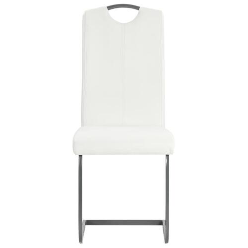 Spisebordsstole med cantilever 6 stk. kunstlæder hvid