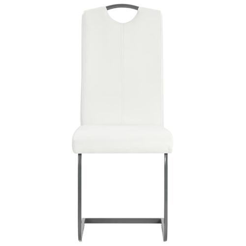 Spisebordsstole med cantilever 6 stk. stof hvid
