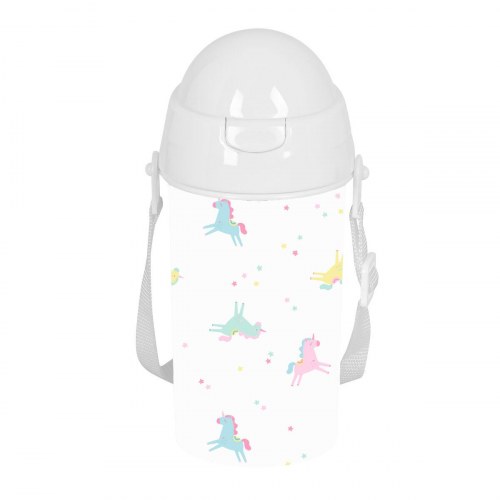 Safta Unicornio vandflaske med sugerør - PVC, 500 ml