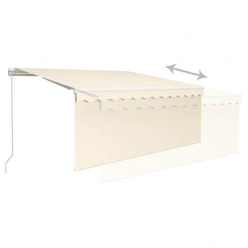 Markise med rullegardin og LED 3×2,5 m - manuel, cremefarvet