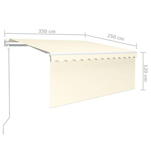 Markise m. gardin 3,5x2,5 m automatisk betjening cremefarvet