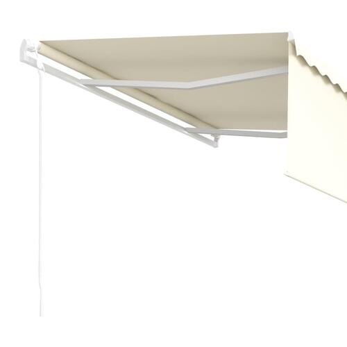 Markise m. gardin 4x3 m automatisk betjening cremefarvet
