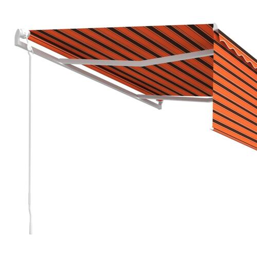 Markise m. gardin 4x3 m automatisk betjening orange og brun