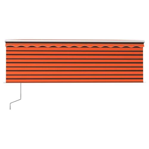 Markise m. gardin 4x3 m automatisk betjening orange og brun