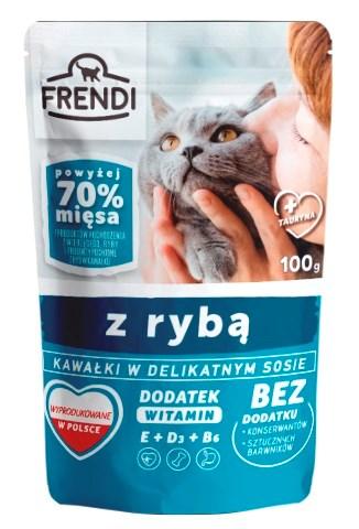 Frendi vådfoder til kat – stykker i sauce med fisk (laks), 100 g