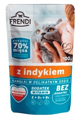 Frendi vådfoder til kat – stykker i kalkunsauce, 100 g