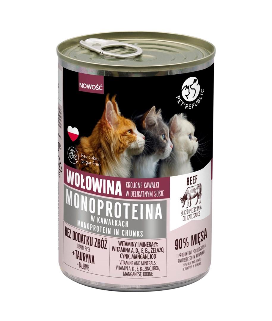 Pet Republic Monoprotein oksekød i sauce – vådfoder til kat, 400 g