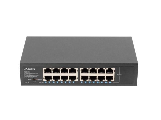 Lanberg RSGE-16 netværksswitch – 16-port Gigabit, rack 10"/19" billede