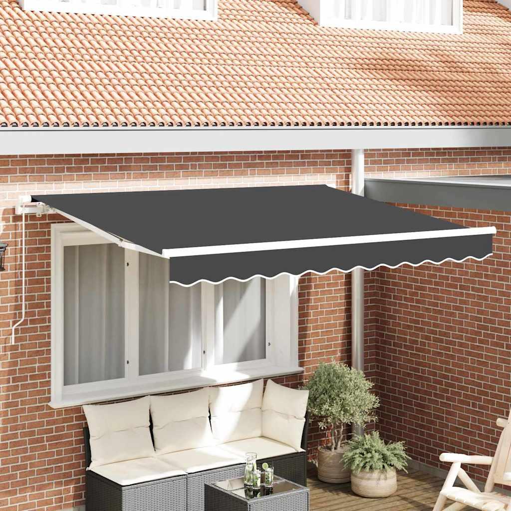 Udtrækkelig Markise Blå Og Hvid 400 X 200 Cm - Antracitgrå (hvid ramme) / 2,5 x 2 m / Manuel