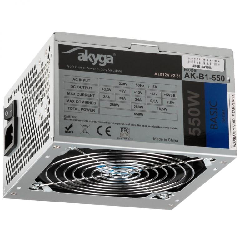 Akyga AK-B1-550 ATX strømforsyning 550 W - grå billede