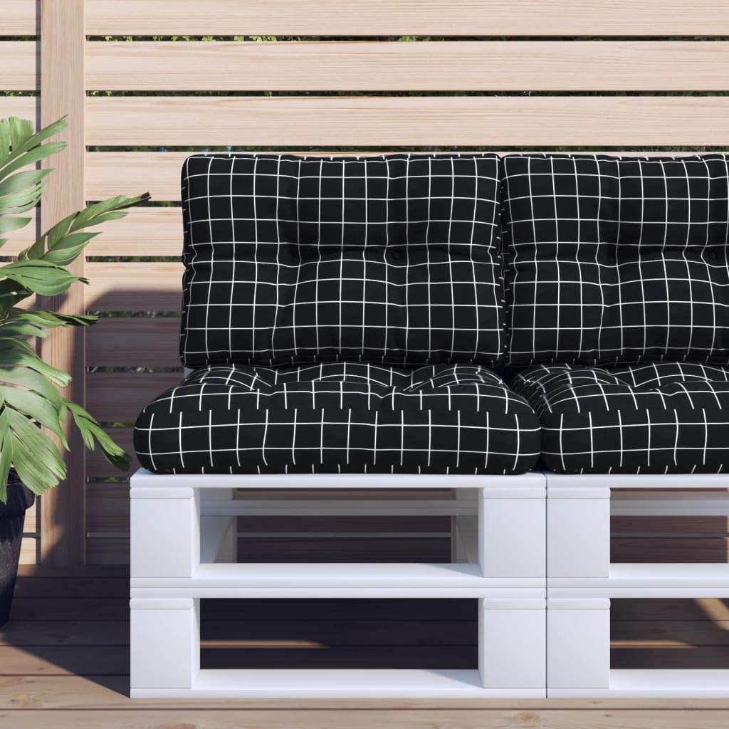 Pallehynde 60 x 40 x 12 cm i stof - sort med tern