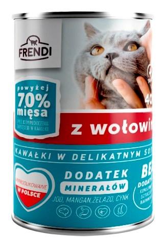 Frendi vådfoder til kat – oksekødsstykker i delikat sauce, 400 g