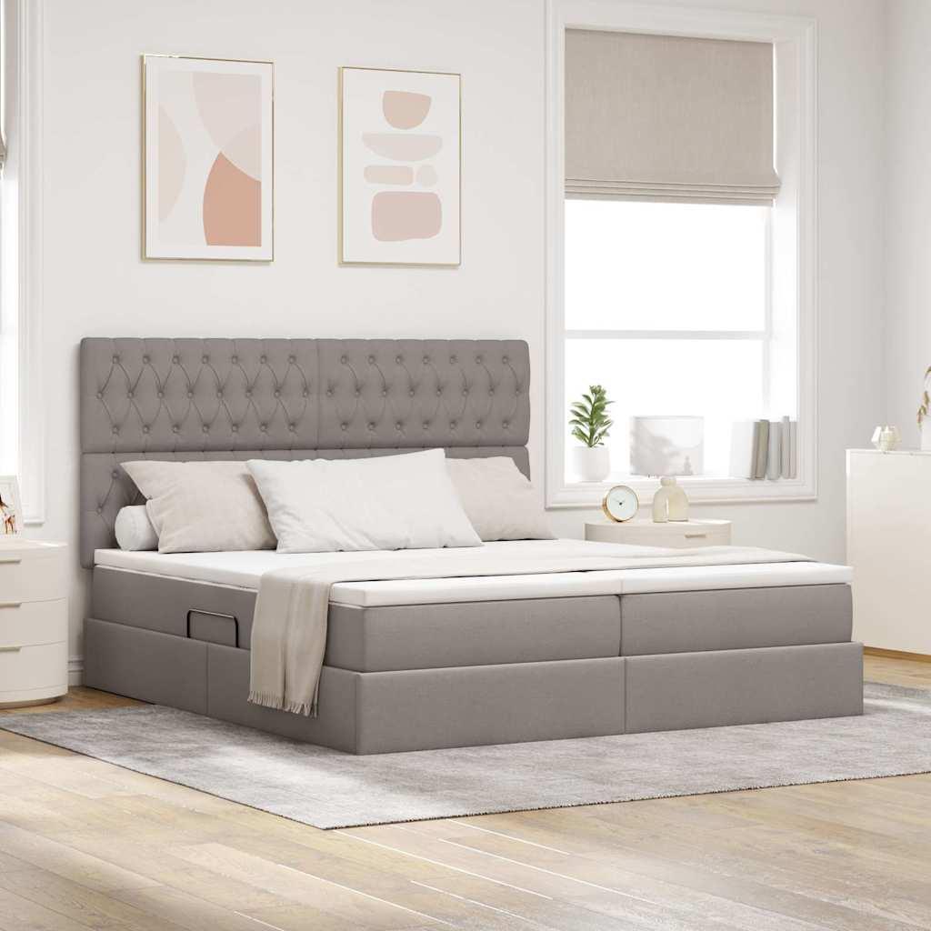 Seng Med Led-lysstrimler Stof - Gråbrun / Quilted design
