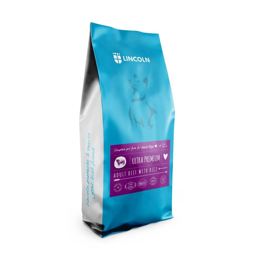 Lincoln Ultra Premium Adult – oksekød med ris, tørfoder til mellem & store hunde, 12 kg