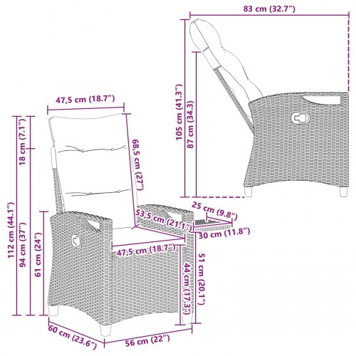 Lænestole til haven 56 x 60 x 112 cm stål