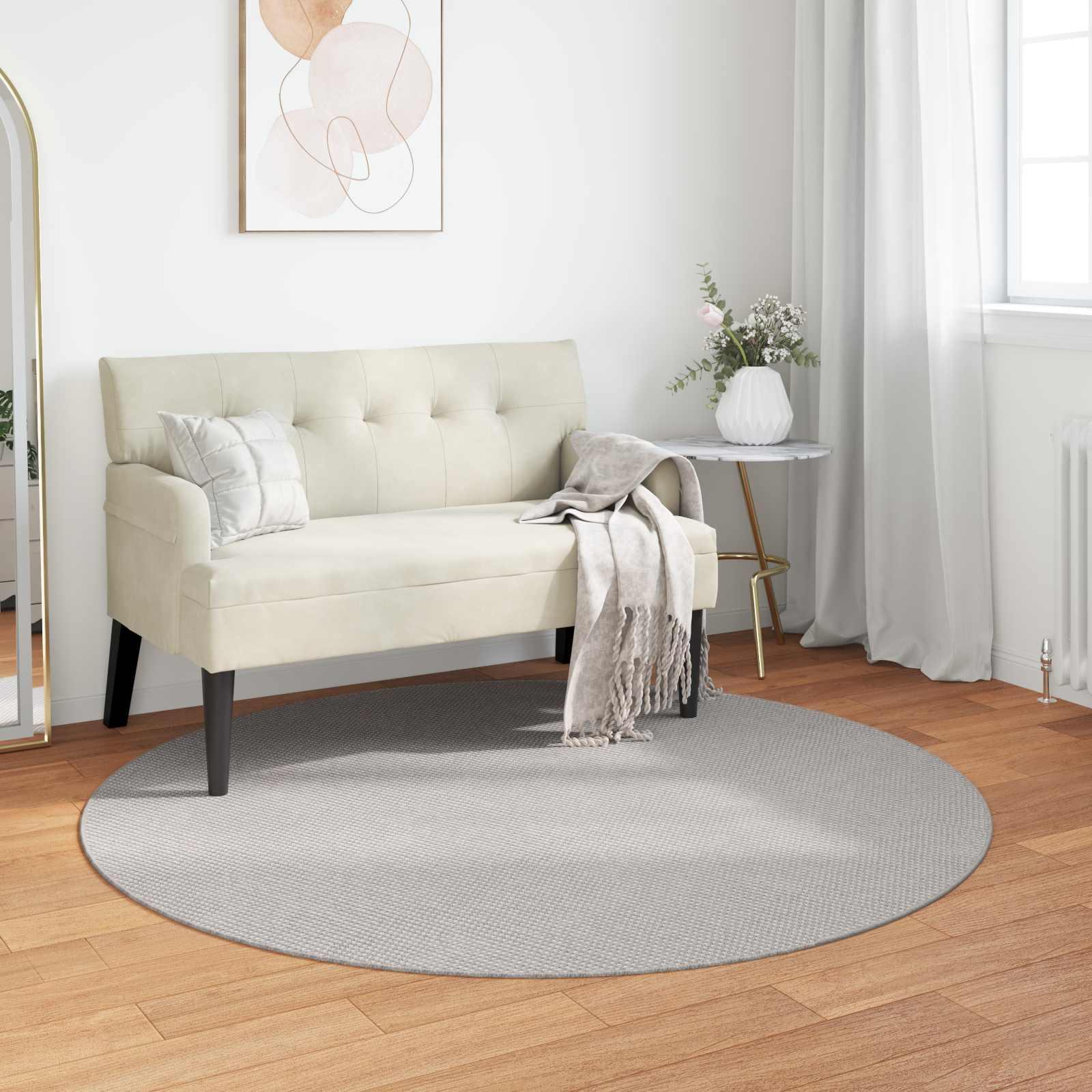 Områdetæpper Rund HUARTE Creme og grå Ø 160 CM Polyester