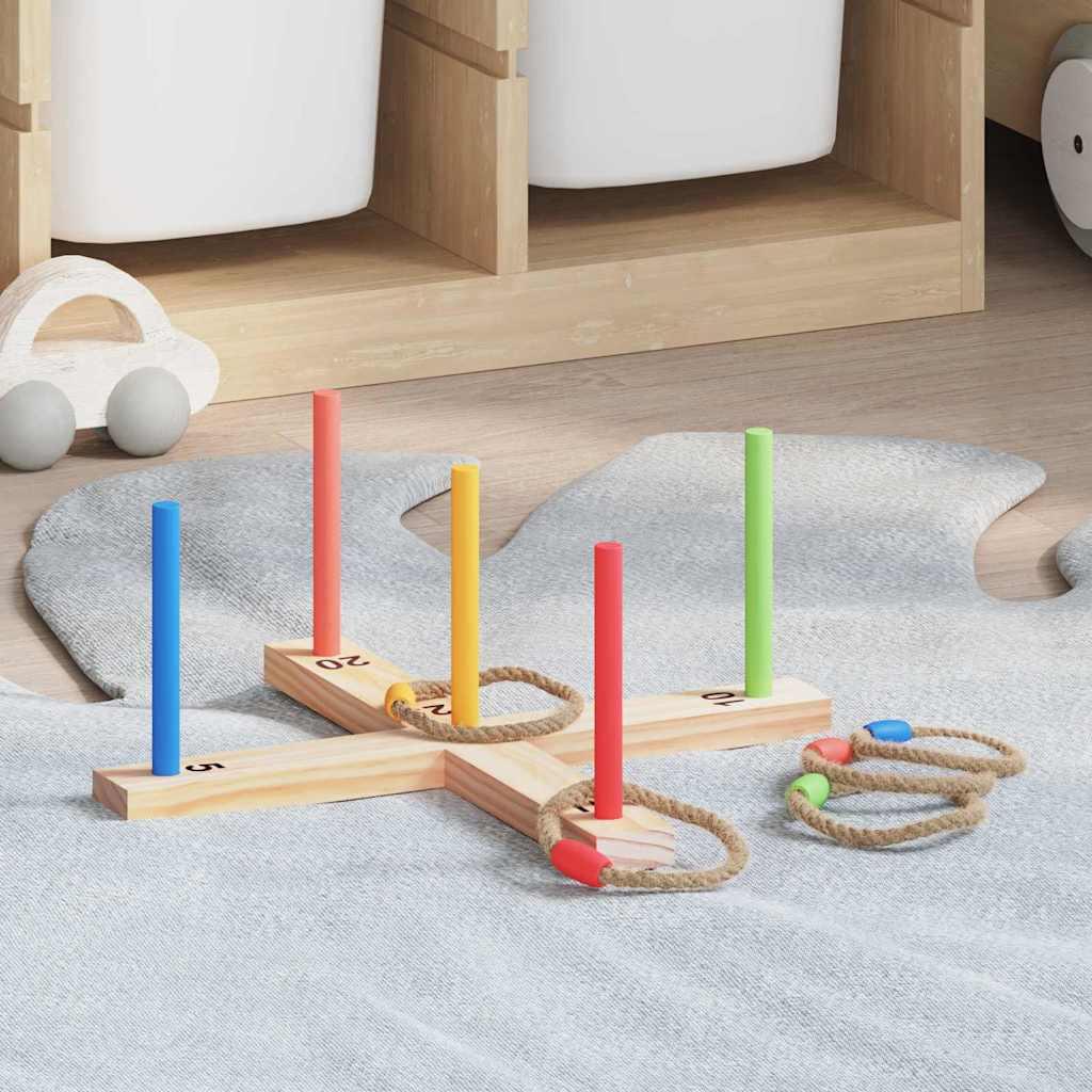 Ring kast spil Natur Rød Blå 41 x 41 x 16 cm Massiv fyrretræ billede