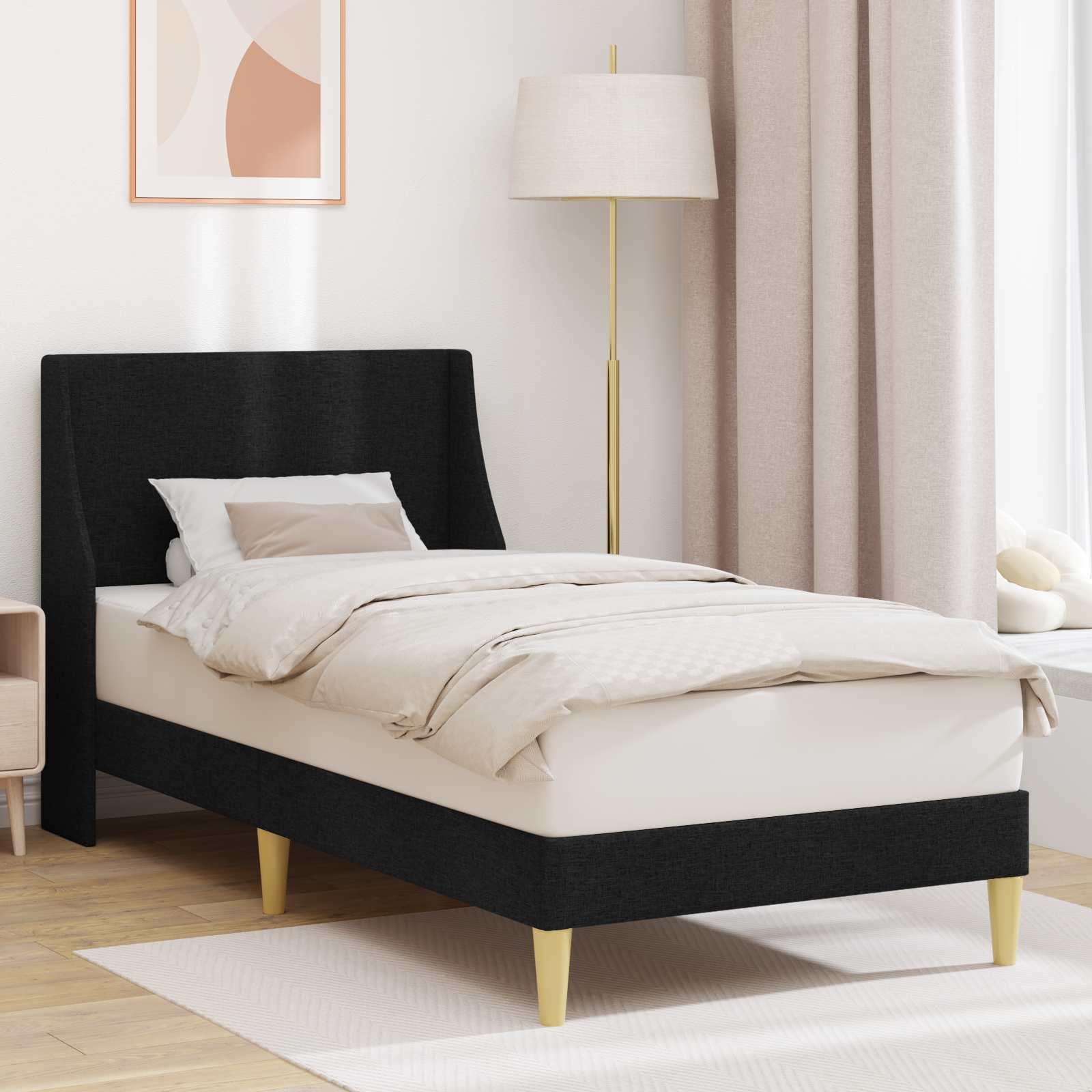 Sengestel Med Hovedgærde Forbindelsesplade - Sort / 100 x 200 cm
