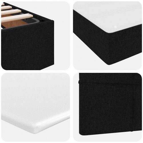 LED opbevaringsseng med madras - sort stof 100 x 200 cm