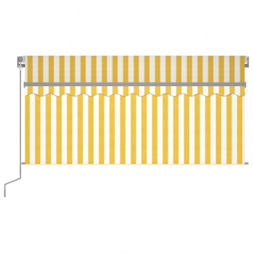Markise med gardin og LED - manuel 3 × 2,5 m, gul/hvid