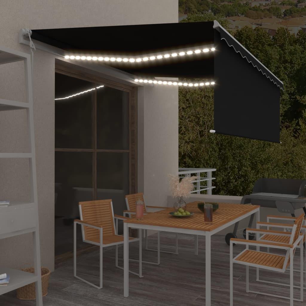 Markise M. Gardin Led Vindsensor 4x3 M Automatisk Antracitgrå