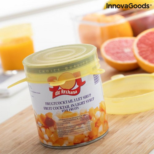 Lilyd - sæt med 10 genanvendelige, justerbare silikone-låg - gul (OUTLET A)