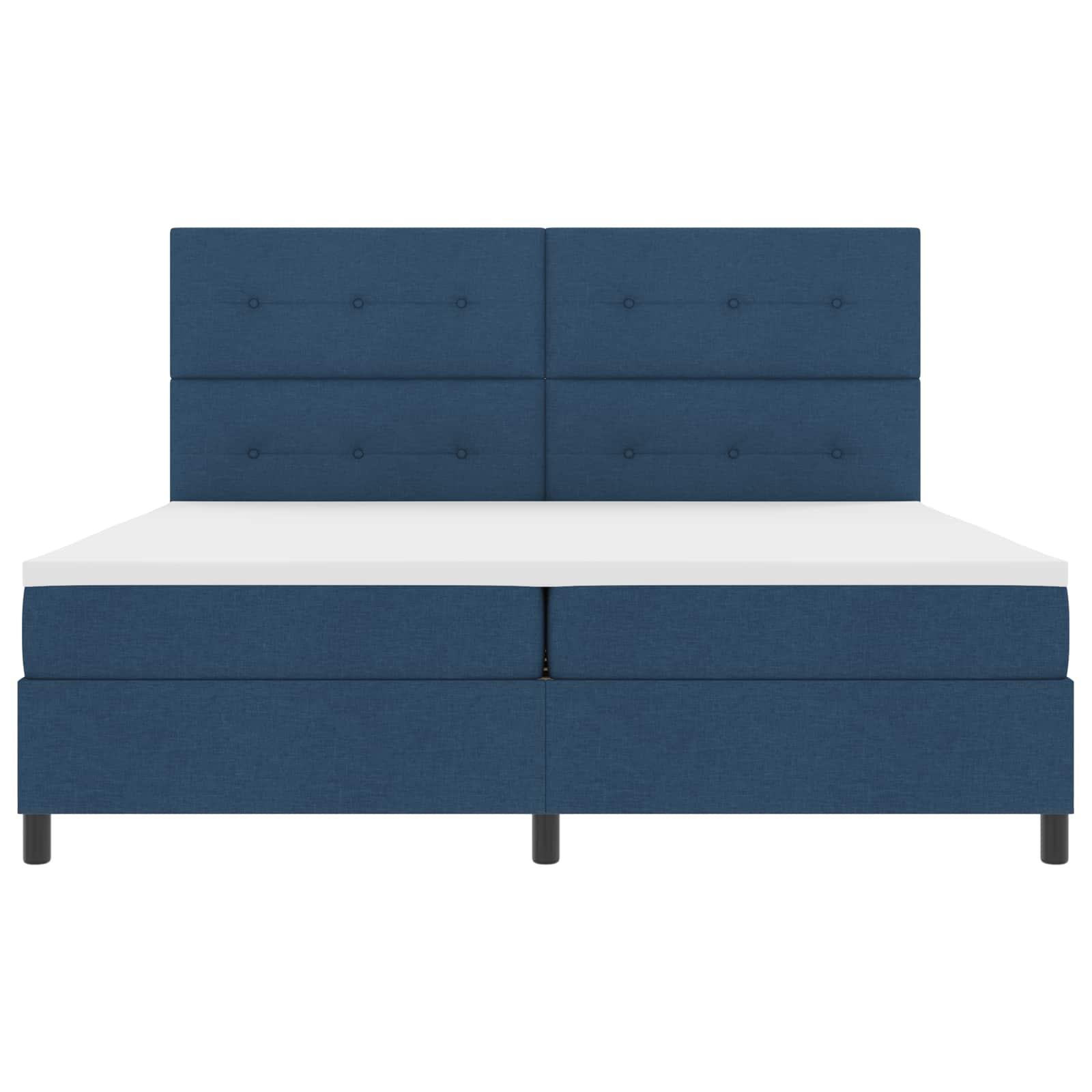 Box Spring Seng Med Madras Lysegrå 80 X 200 Cm Stof - Blå / 200 x 200 cm / Knap tuftet