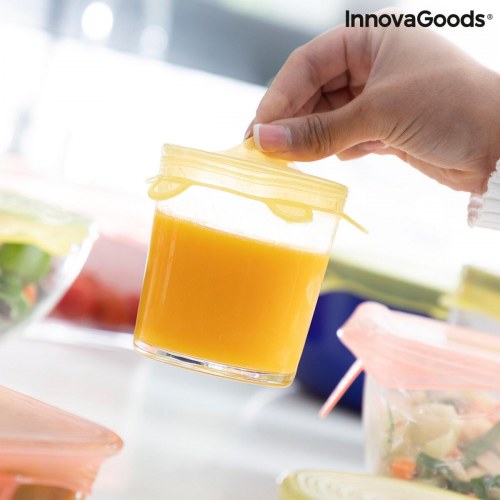 Lilyd - sæt med 10 genanvendelige, justerbare silikone-låg - gul (OUTLET A)