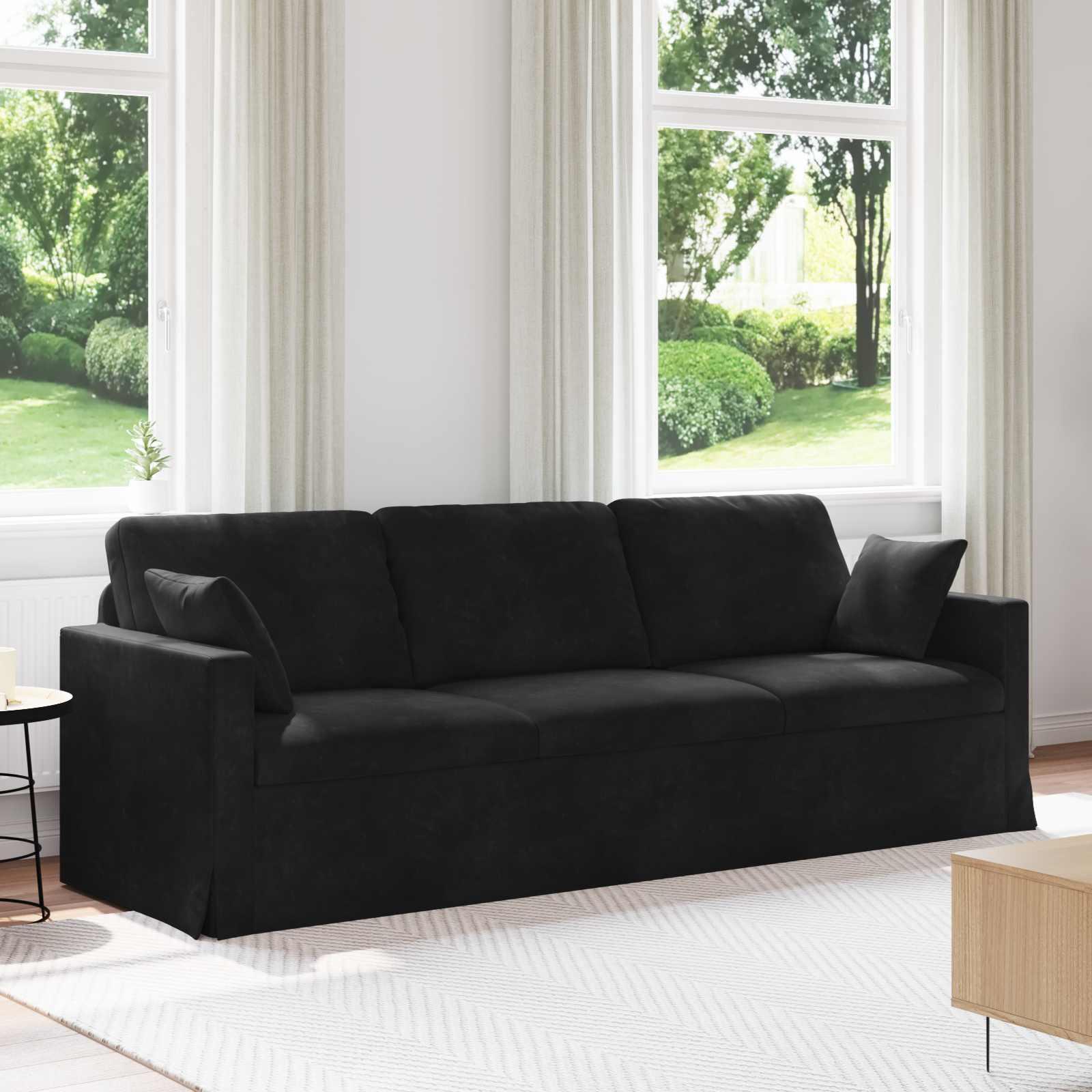 Sofa Sort 228 x 78 x 80 cm Fløjl